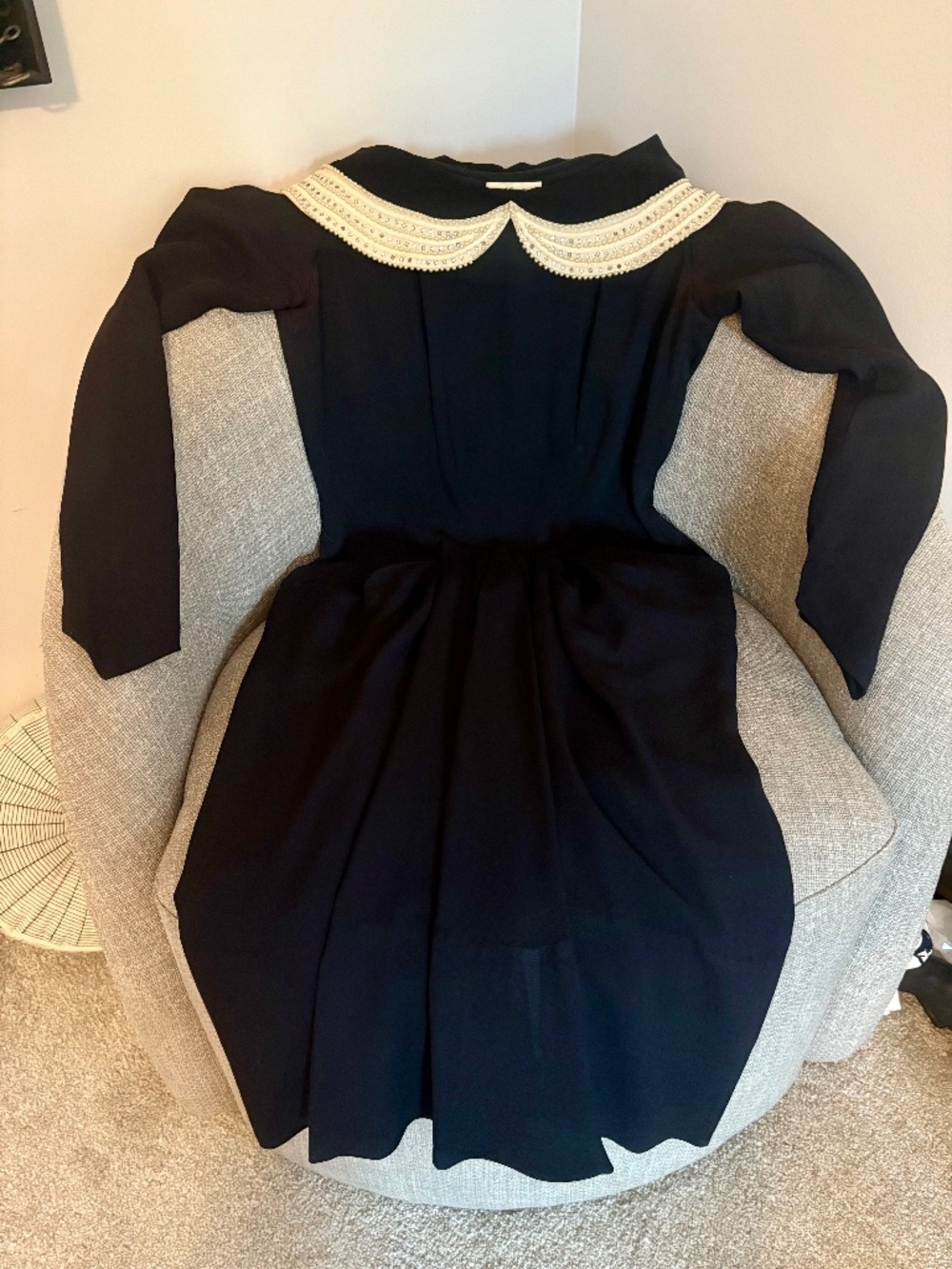 1950’s Crepe Black Long Sleeve Dress